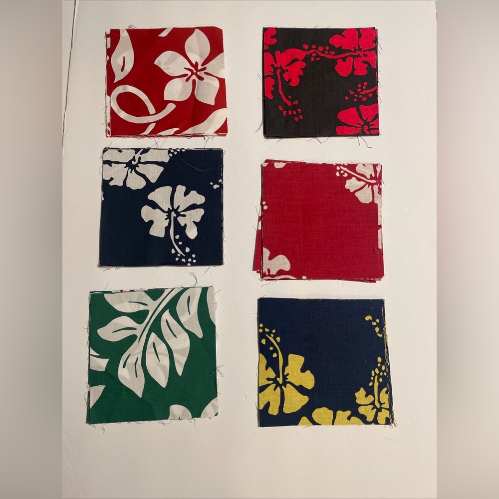 64 Pcs Pre-cut 6" Squares 100% Cotton Fabric Beautiful Hawaiian Print 4 Quilting